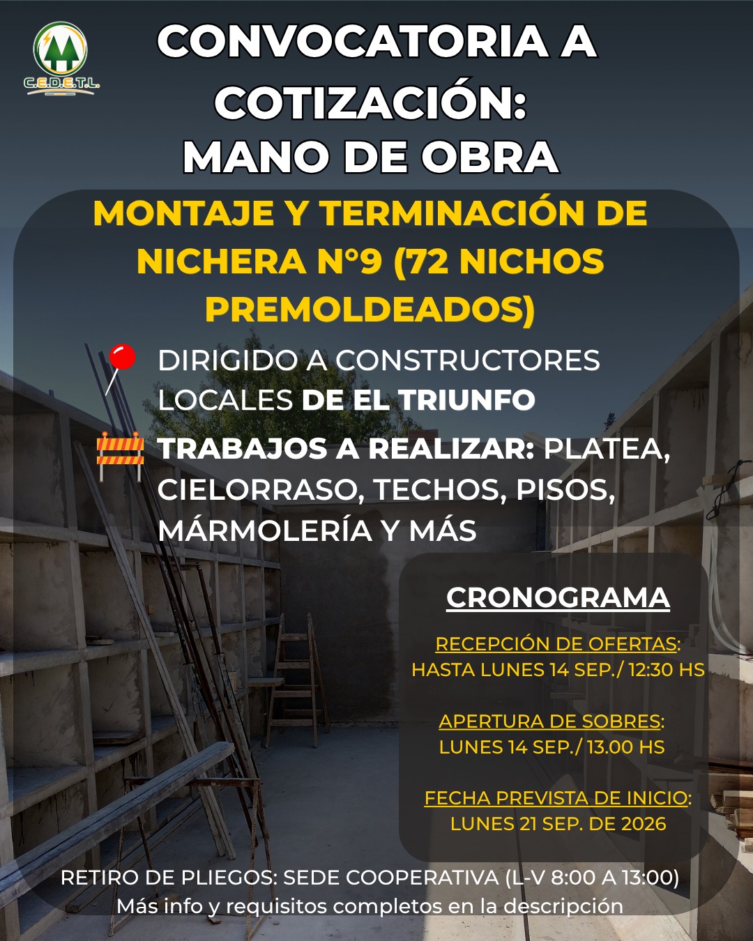 Aviso de Convocatoria a Cotización - Mano de Obra Nichera N° 9